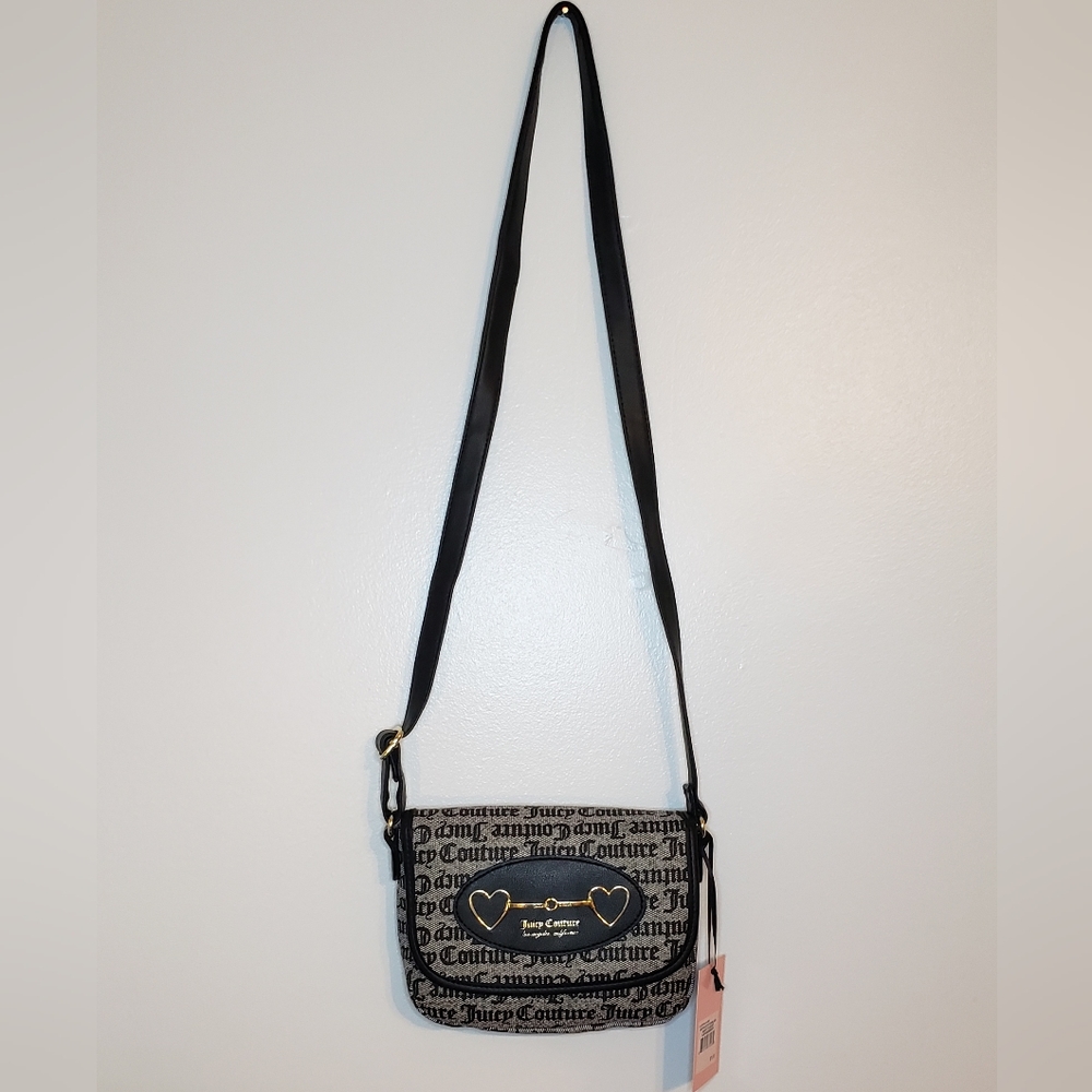 Juicy Couture Gothic Status Black Heart to Heart Flap Crossbody